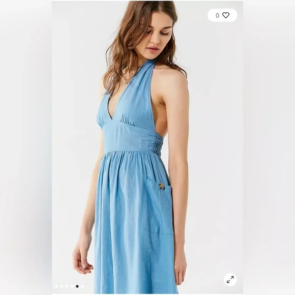 Urban Outfitters Betsey Niagara blue halter midi dress - Picture 4 of 6
